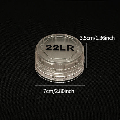 55-round ammo capacity; suitable for .22LR cartridges; portable pocket ammo storage box; translucent plastic material
