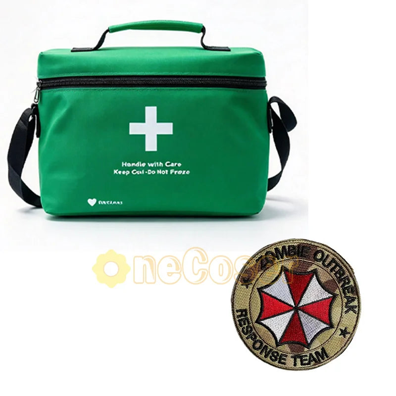 Resident Evil Company First Aid Kit with Embroidered Badge, Popcorn Insulated Bag Cosplay Prop for Halloween Zombie Raccoon City