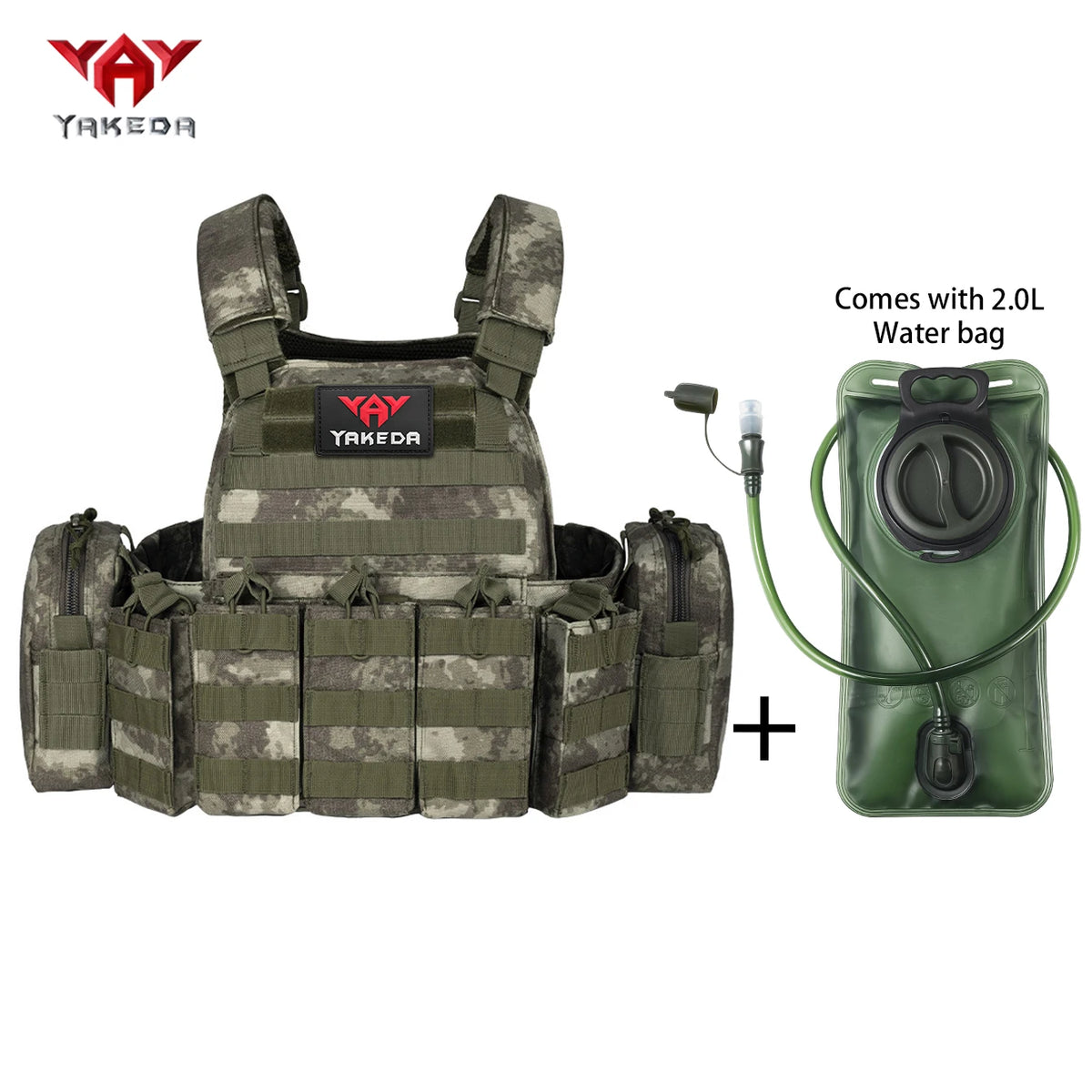 YAKEDAMOLLE Modular Hunting Tank Top, Comes with 2L Soft Water Bag, Adjustable Shoulder Strap with Multiple Device Bags