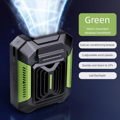 USB Waist & Neck Hanging Cooling Fan Portable Clip Air Cooler Summer Heat Relief Fan for Tactical Outdoor Sports