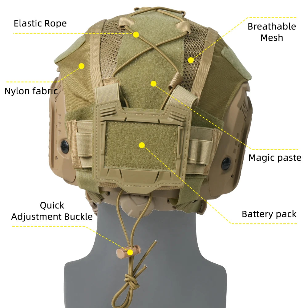BOOIU Tactical Helmet Cloth with Battery Pouch for Helmet Outdoor Sport Hunting 500D Nylon CS Airsoft Helmet Cover Battery Pack