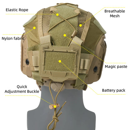BOOIU Tactical Helmet Cloth with Battery Pouch for Helmet Outdoor Sport Hunting 500D Nylon CS Airsoft Helmet Cover Battery Pack