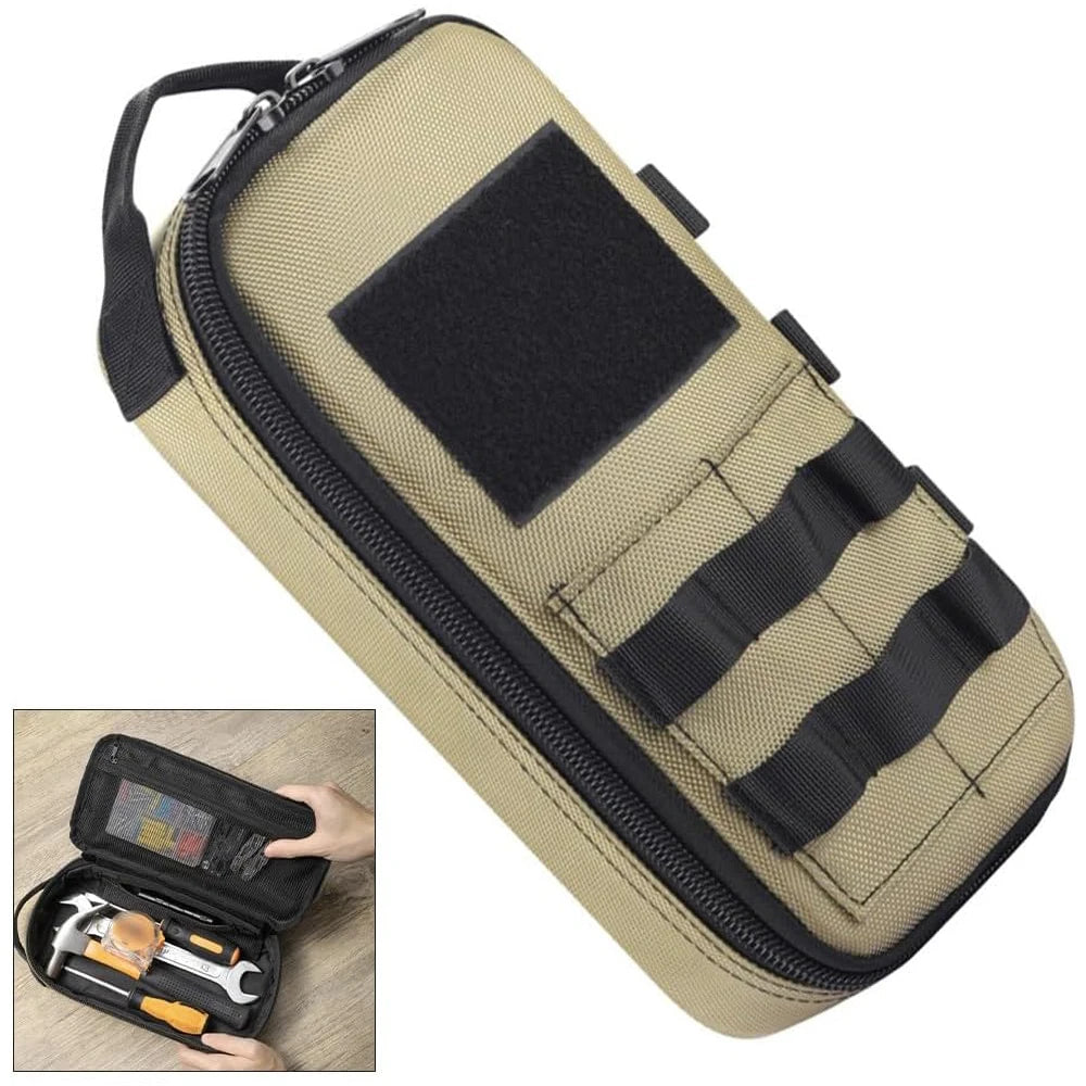 Tactical Utility EDC Pouch Heavy Duty Small Tool Bag Portable Organizer Case with Handle for EDC Motorcycle Road Bike