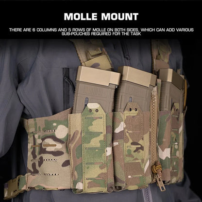 Tactical Chest Rig Zipper Connection Molle System Hunting Vest With M4 AR Magazine Pouch SF Chest Rig Vest Equipment