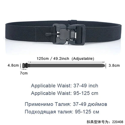 New Tactical Belt Magnetic Buckle Quick Release Elastic Belt Casual Nylon Tooling Training Belt Men's Trousers Belt