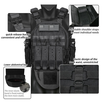 MOLLE system expansion vest hidden triple pocket multi zone pocket Magic Sticky design