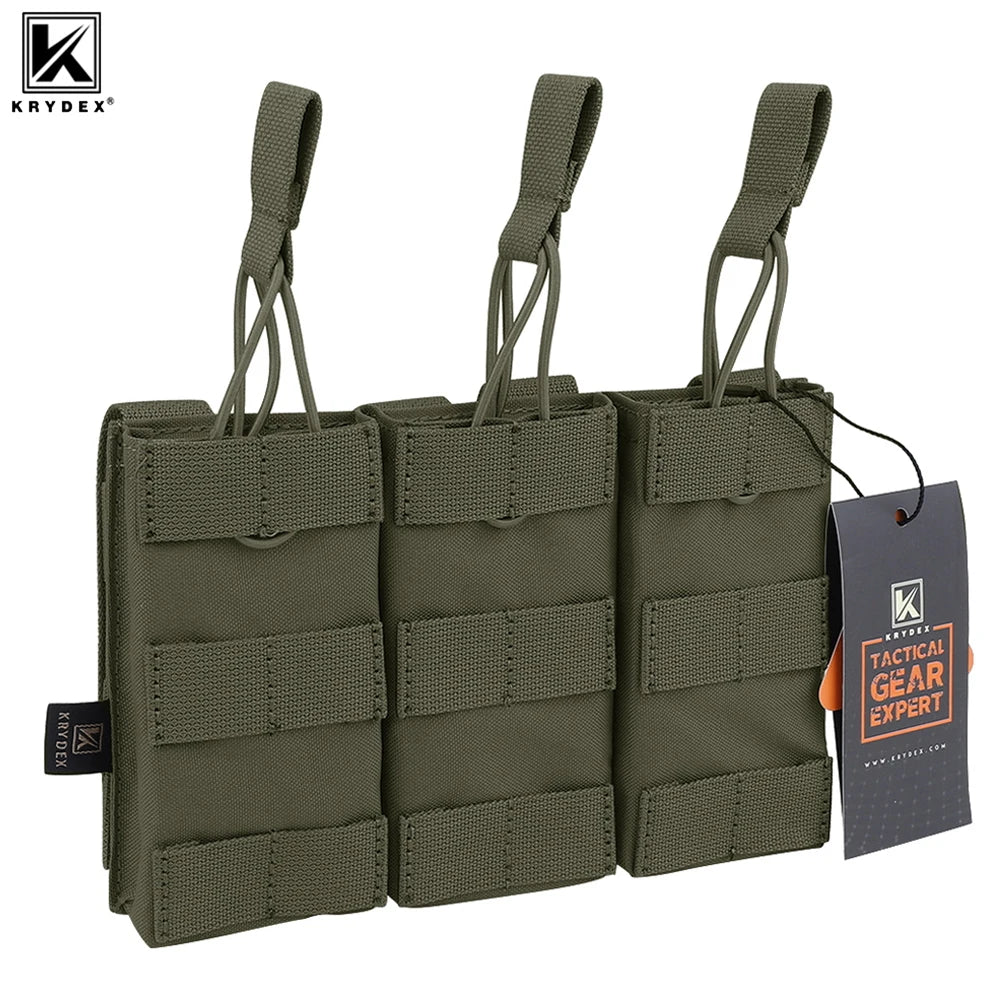 KRYDEX Tactical 5.56 MOLLE Magazines Pouch Triple Open-Top Mag Pouch for M4 M16 AR 15 Hunting Accessories