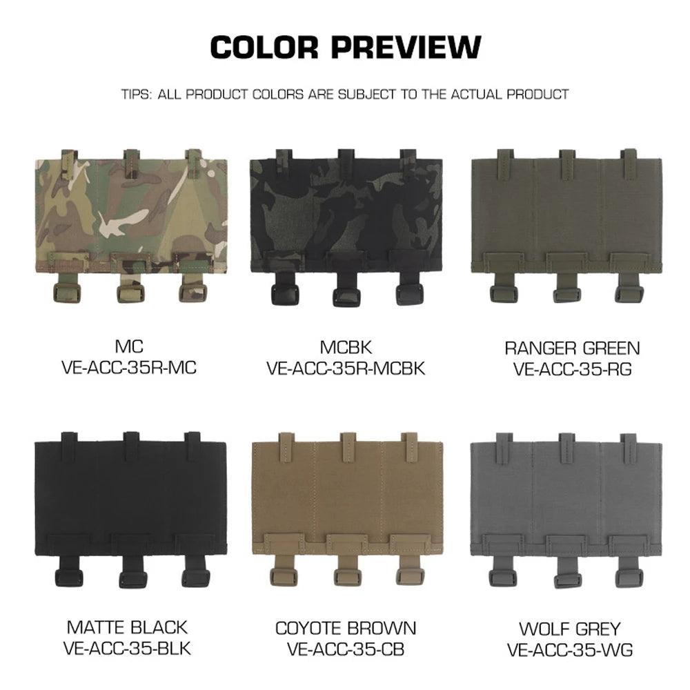 Tactical Elastic Triple Mag Pouch Panel Multi-Purpose MOLLE System Mount Hunting Combat Airsoft Magazine Bag Expand Accessories