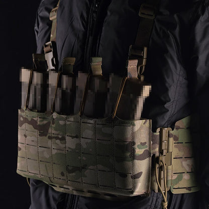 Tactical Chest Rig Molle Militar Hunting Quick Release Vest with Quadruple 5.56/7.62 Mag Pouch Airsoft Shooting Gear