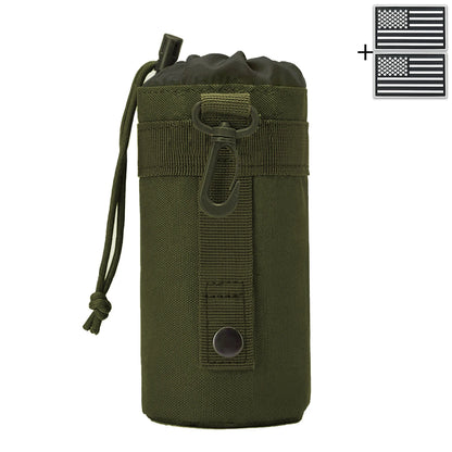 Outdoor hunting water bottle bag with MOLLE expansion system, drawstring strap, mountain buckle fabric, wear-resistant
