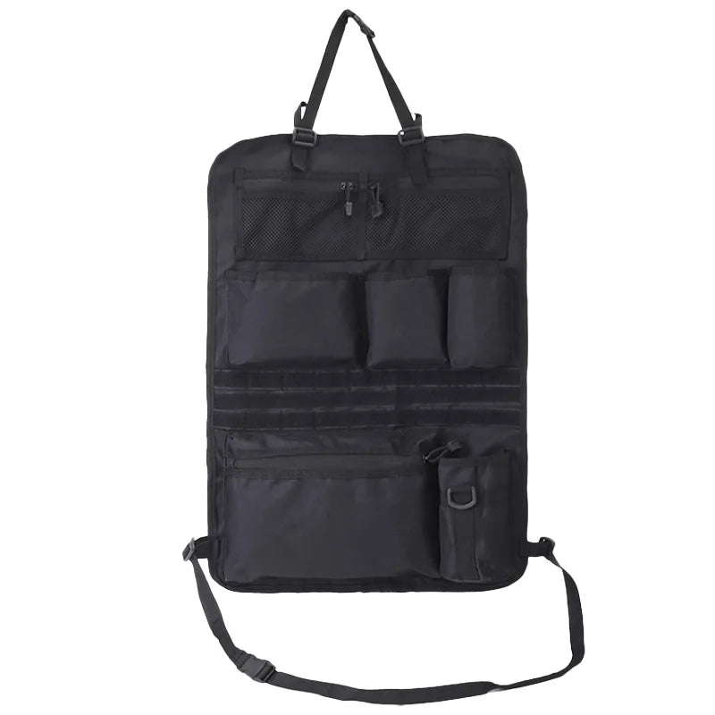 Tactical Car Seat Back Storage Bag Multifunction Hunting Hanging Bag Nylon Pouch Mesh Pocket Universal Portable Car Accessories