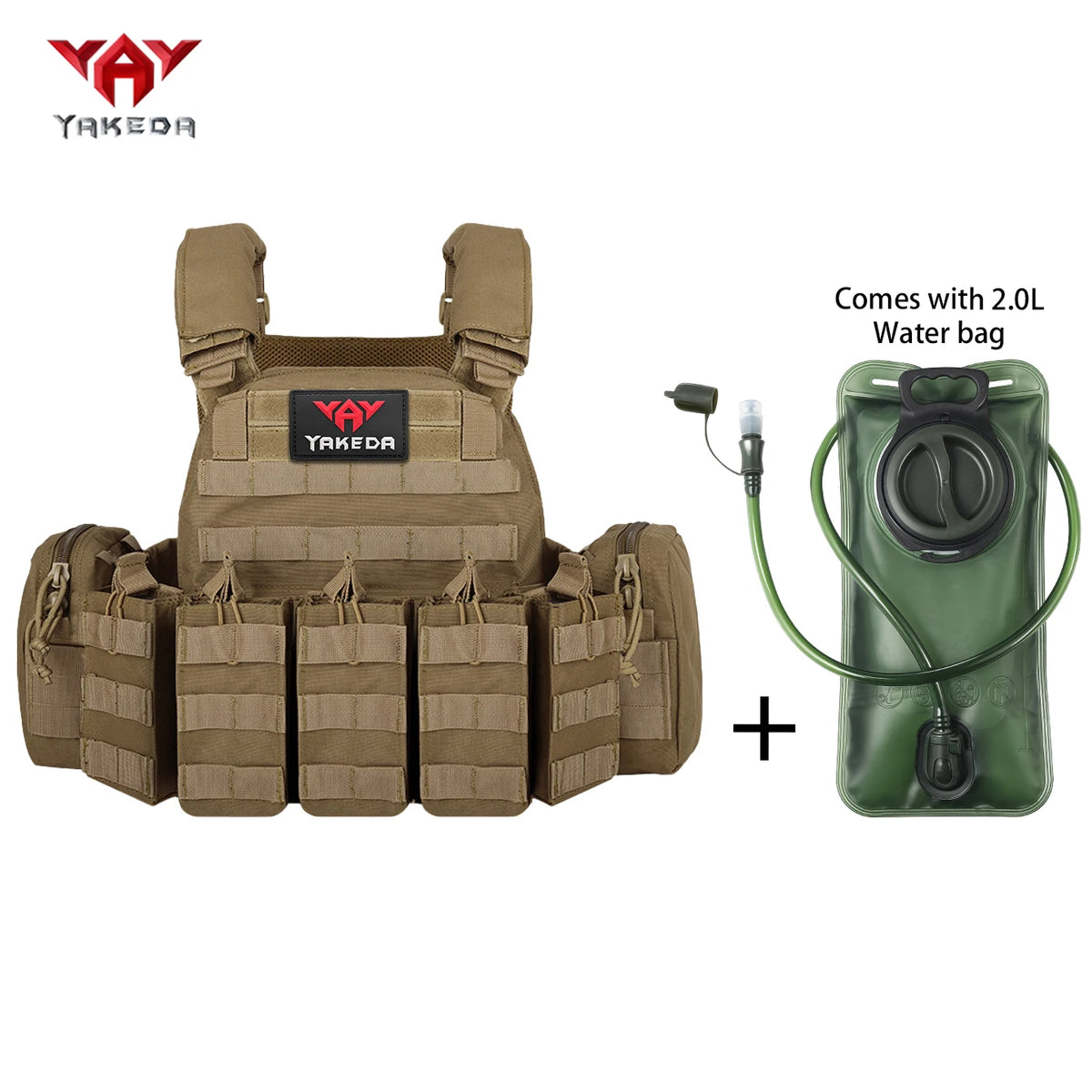 YAKEDAMOLLE Modular Hunting Tank Top, Comes with 2L Soft Water Bag, Adjustable Shoulder Strap with Multiple Device Bags