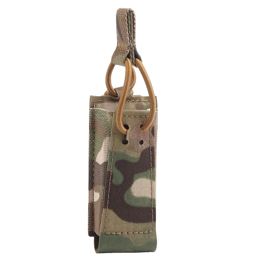 Tactical Single Pistol 9mm Magazine Pouch with Bungee Retention for Glock SIG P320 2011 HK MAG Bag Plate Carrier Charger Holder