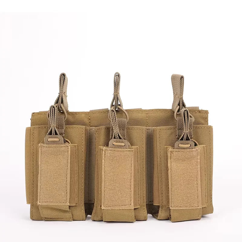 2 Layer MOLLE Tactical Magazine Holder Single Triple Mag Cartridge Pouch For AK M4 M14 M16 AR Outdoor Shooting Hunting Gear
