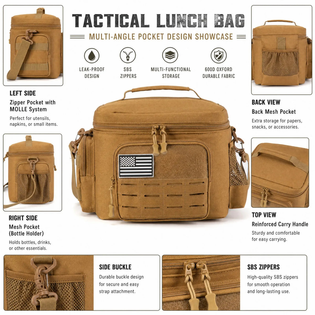 13L Tactical Thermal Cooler Hunting Bag Leakproof Insulated Durable Gear Storage Bag For Hunters Wild Field Trip Shooting Camping Fishing Outdoor Portable Insulated Food Carrier Bag