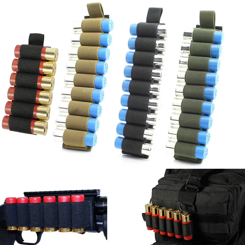 Tactical 6/9 Rounds Mag Pouch 12/20GA Cartridge Shotgun Shell Holder Magic Hook&Loop Rifle Bullet Cartridge Holder