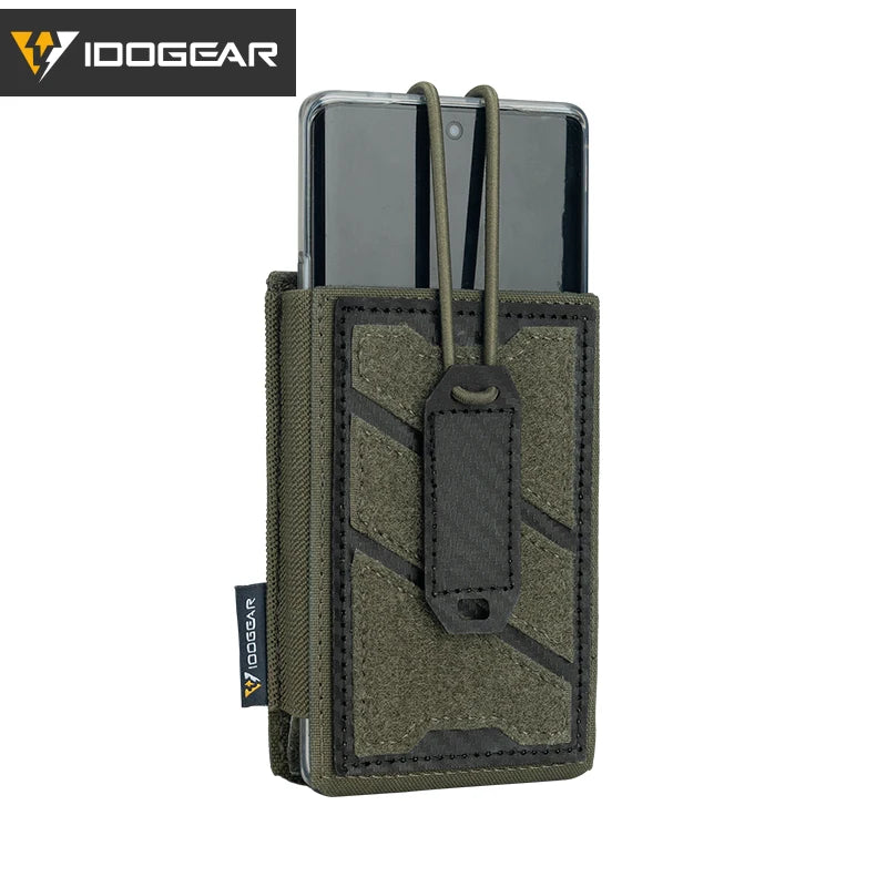 IDOGEAR TGS Tactical Universal Phone Pouch MOLLE 5.56 Mag Holder Adjustable Elastic Anti-slip Interior Charging Hole 3588