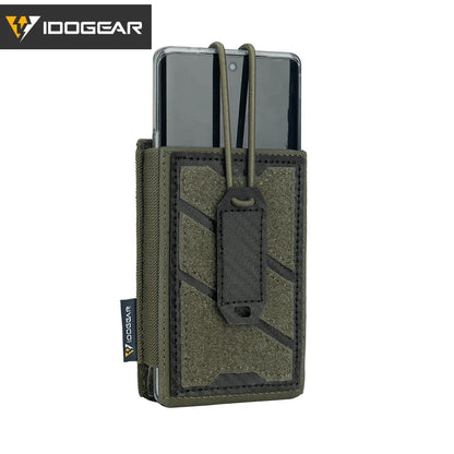 IDOGEAR TGS Tactical Universal Phone Pouch MOLLE 5.56 Mag Holder Adjustable Elastic Anti-slip Interior Charging Hole 3588