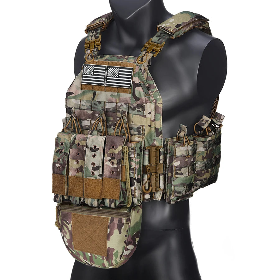 MOLLE system expansion vest hidden triple pocket multi zone pocket Magic Sticky design