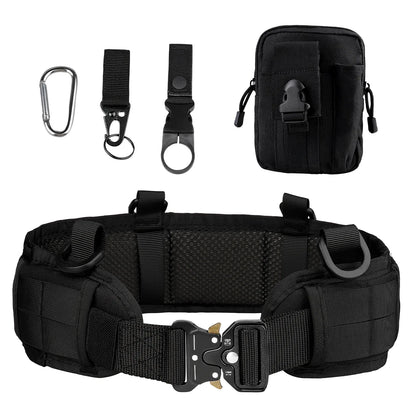 JSJM Tactical Belt Adjustable Belt Outdoor Work Men Belt Combat CS Hunting Paintball Padded Waist Belts Pocket