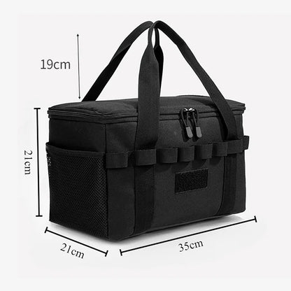 14L Outdoor Camping Tactical Bag Black Multi-Functional Tool & Picnic Gear Organizer with Multiple Compartments Large Capacity