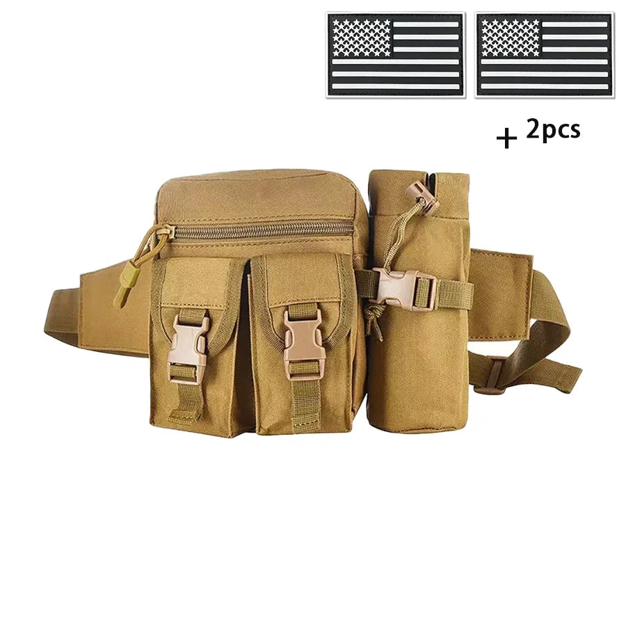 Comes with a multi-functional water bottle bag for practical fishing, hiking, and hunting. Comes with 2 badges as a gift