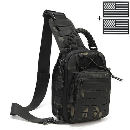 Laser MOLLE EDC outdoor hunting bag can be carried on one shoulder or diagonally, with a woven handle and a shoulder strap