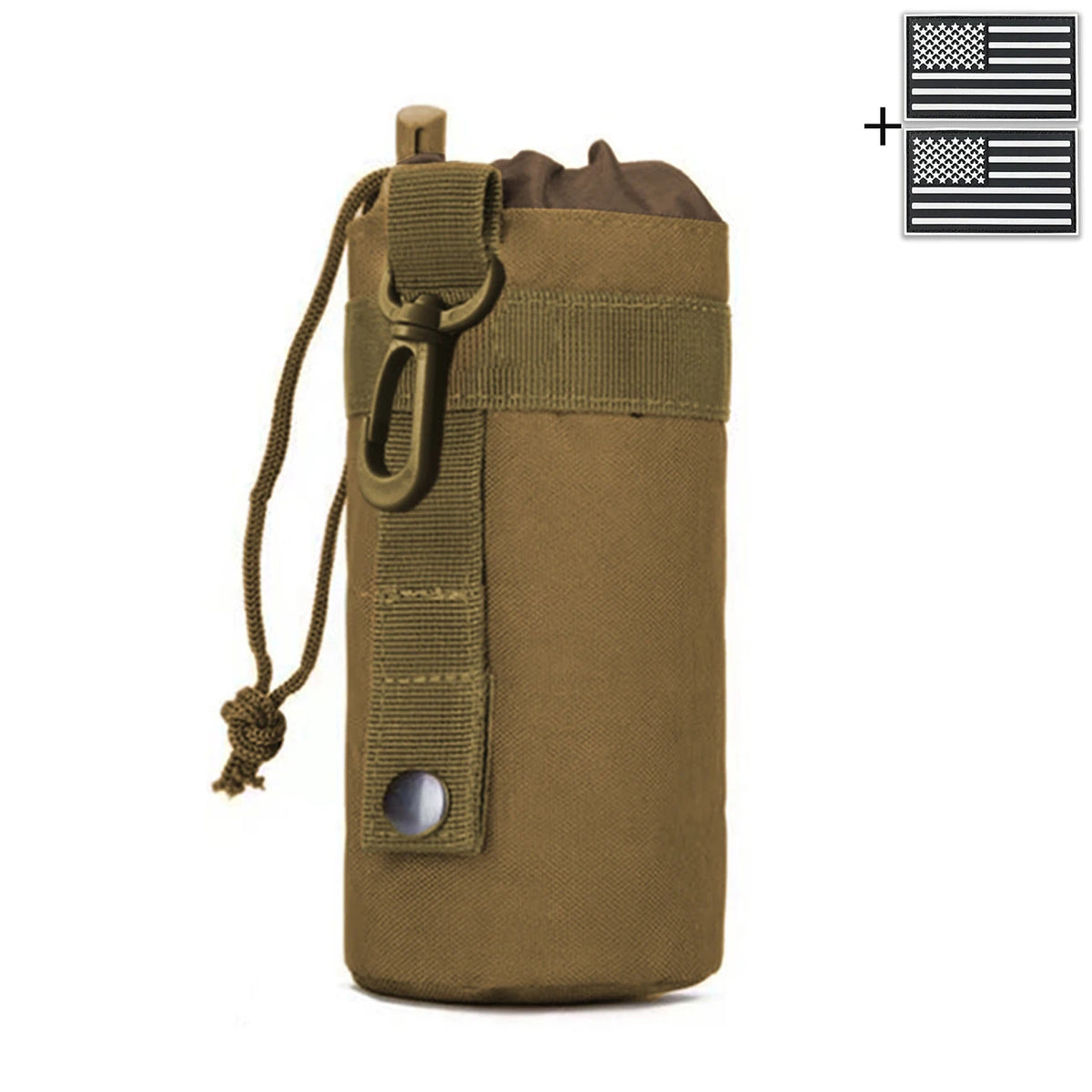 Outdoor hunting water bottle bag with MOLLE expansion system, drawstring strap, mountain buckle fabric, wear-resistant