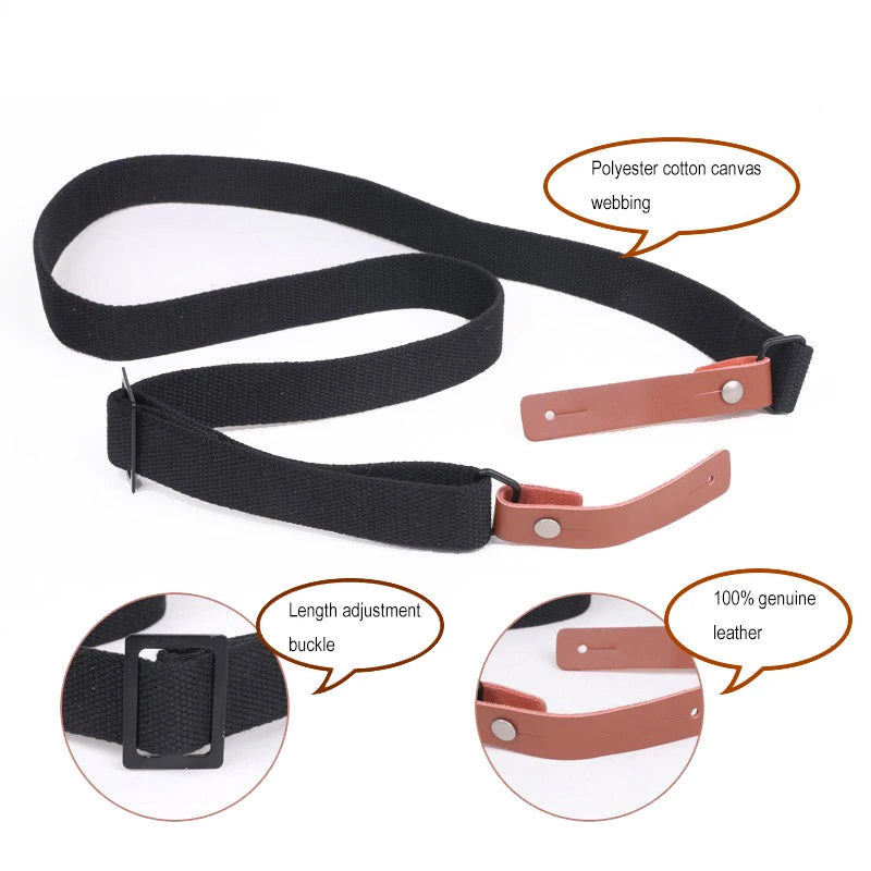 Retro AK Tactical Rifle Sling Adjustable Cotton Canvas Gun Strap with Genuine Leather Ends for Hunting Shooting