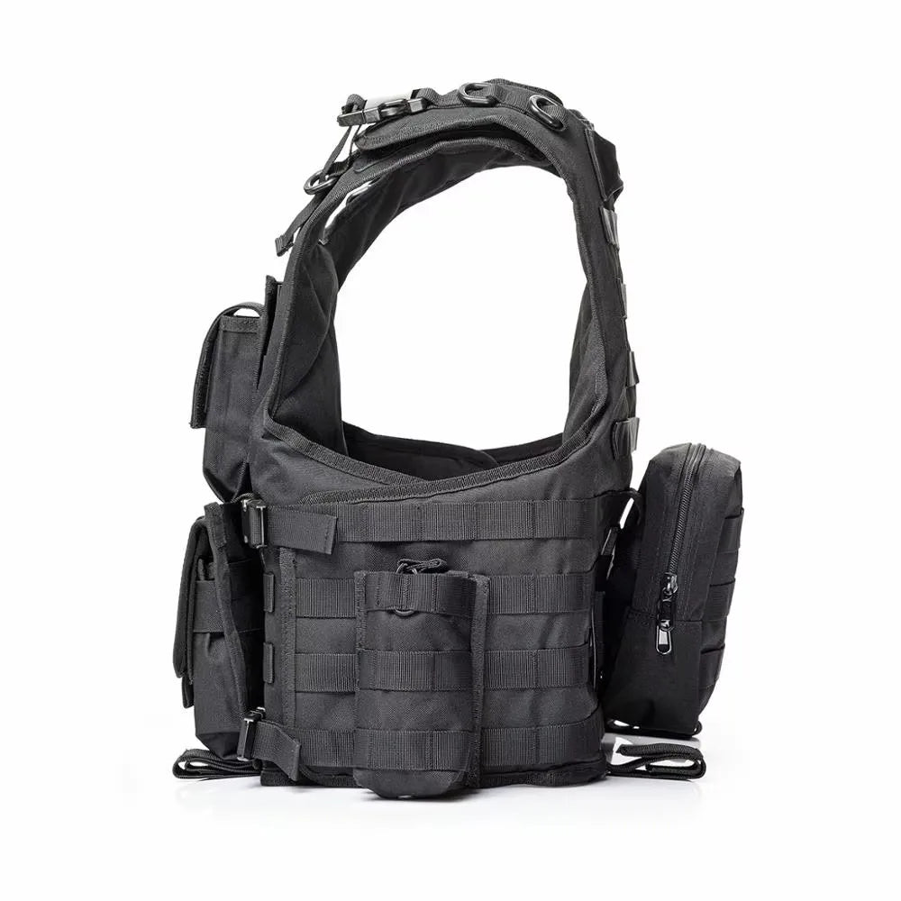 YAKEDA Tactical Vest Camouflage Body Armor Sports Wear Hunting Molle Black