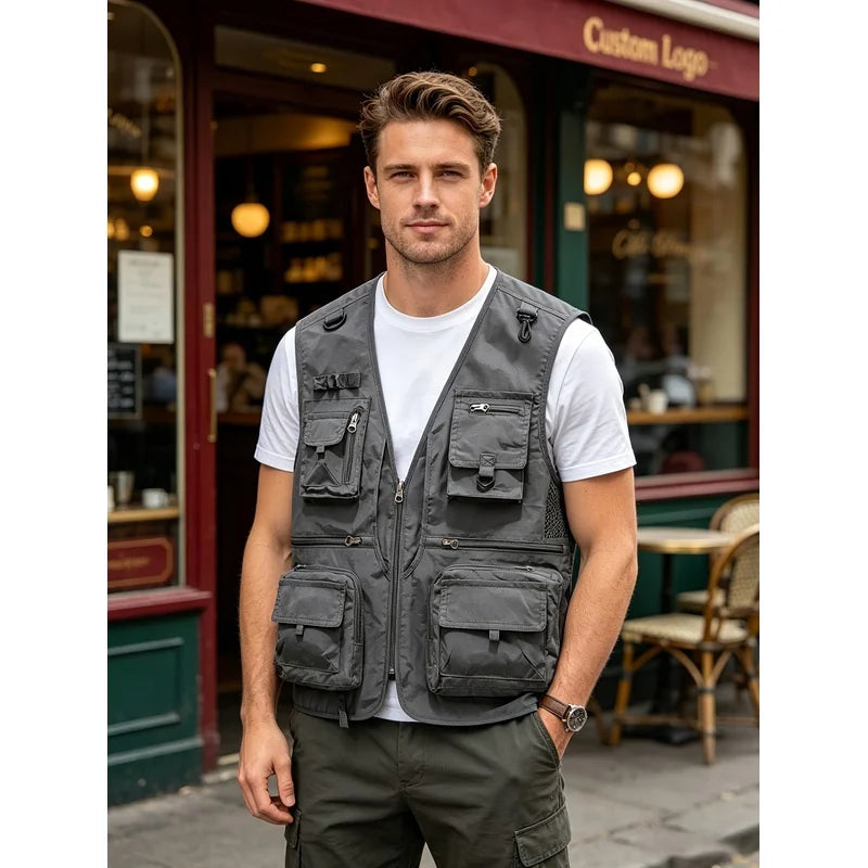 Vests Man Biker Vest Outdoor Sleeveless Top Hunting Work Summer Mesh Breathable Fishing Photography Men Women Coat