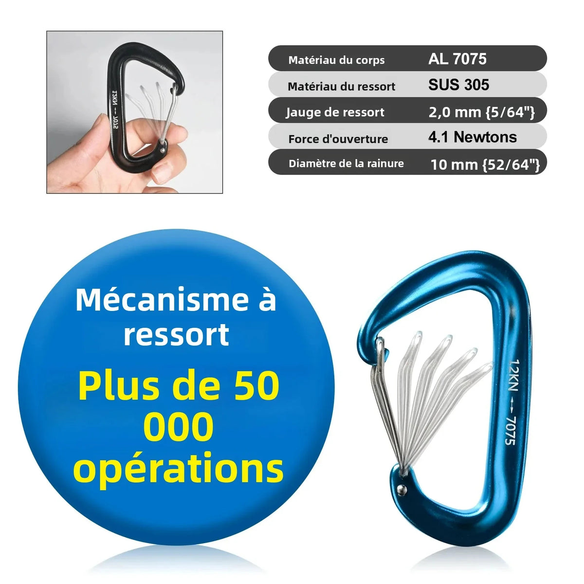 6Pcs 12kn Carabiner Set D Ring Heavy Duty Aluminum Tactical Carabiners Clips Camping Hiking Climbing Hook Hammock Outdoor Gear