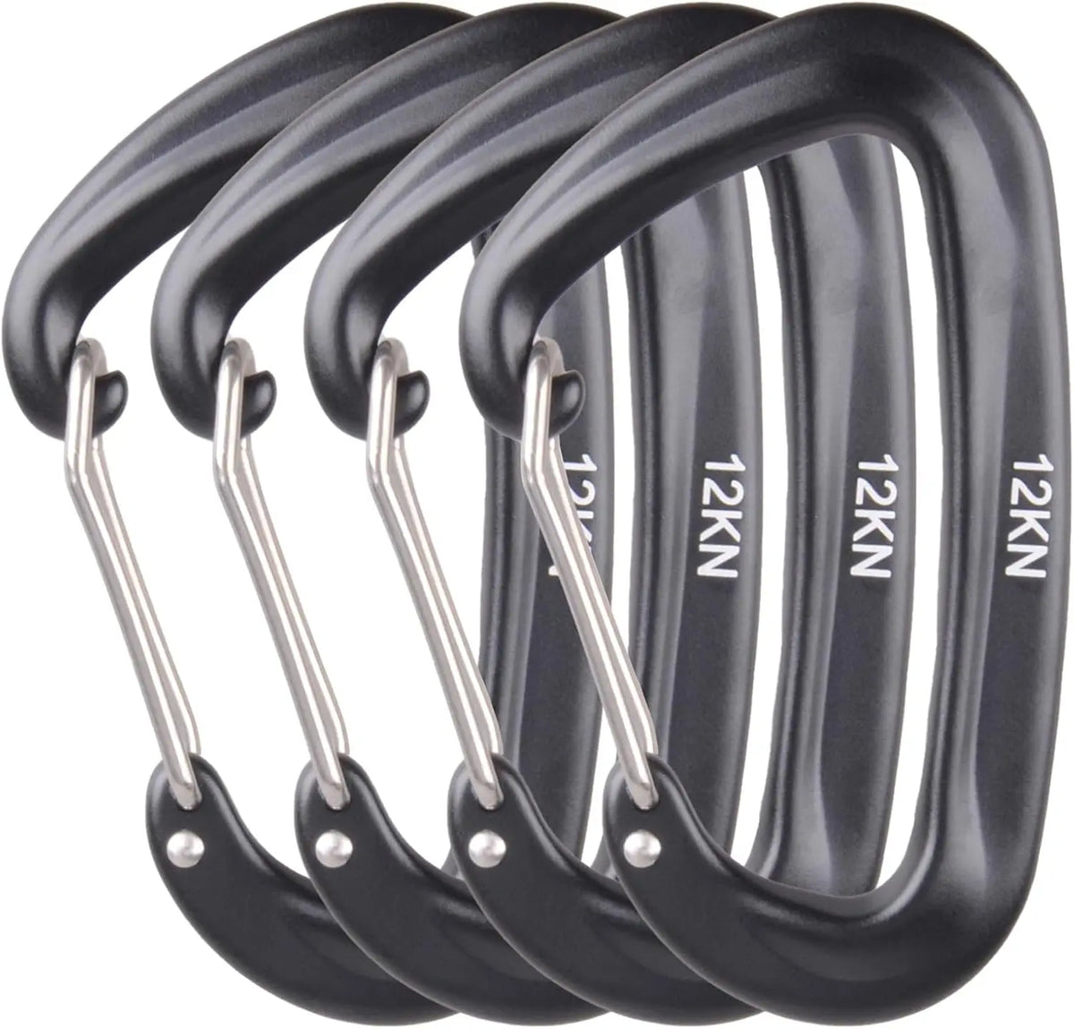 4PCS 12kN D-Type Carabiners Set Heavy Duty Aluminum Clips Buckle Hook for Outdoor Camping Hiking Hammock