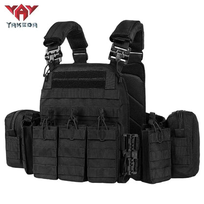 YAKEDA Tactical Plate Carrier Quick Release Quick Disassembly Training Vest, detachable and expandable, comfortable, breathable