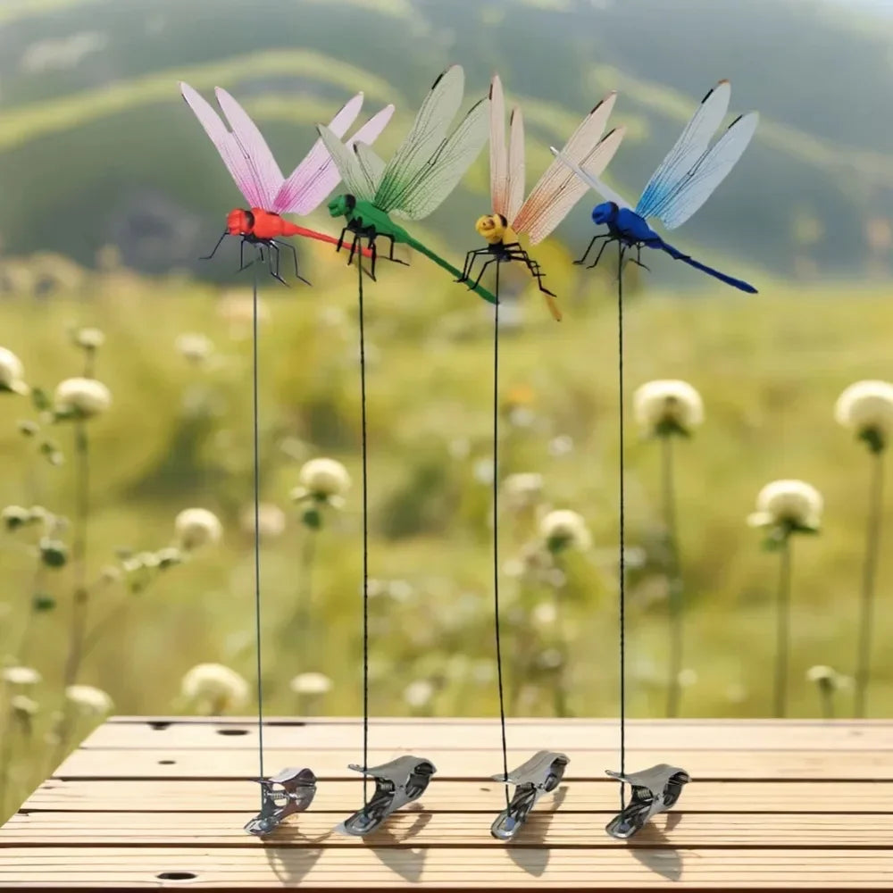Simulation Dragonfly Shape Decoration Clip Creative Outdoor Garden Lawn Yard Ornament Insect Fly Repellent Home Landscape Decor
