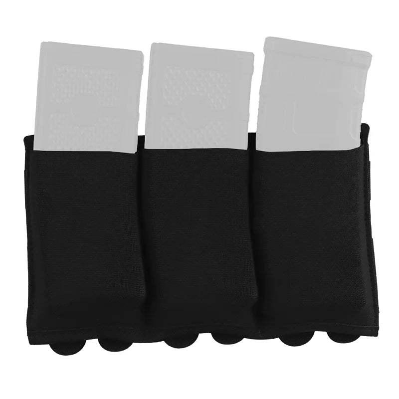 Triple Elastic Magazine Pouch Multi Caliber MOLLE Panel for 5.56 7.62 Airsoft Ammo Storage Lightweight Design