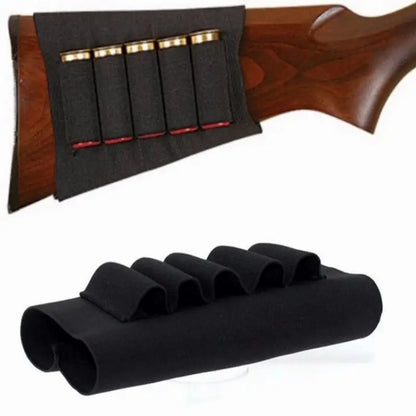 Durable 5-Round Buttstock Shell Holder Pouch Elastic Anti-Slip for 12GA 20GA Shotguns