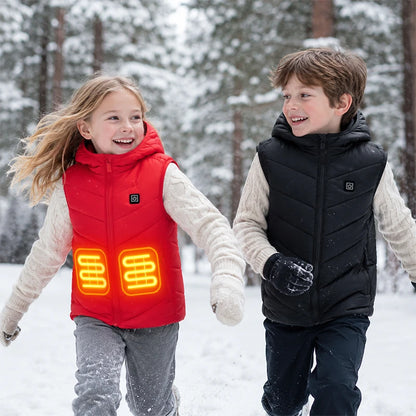 Kids Electric Vest 10 Heating Areas Fast Warmth 3 Gear Temp USB Powered Cozy Inner Layer For Winter Outdoor Boys Girls Washable