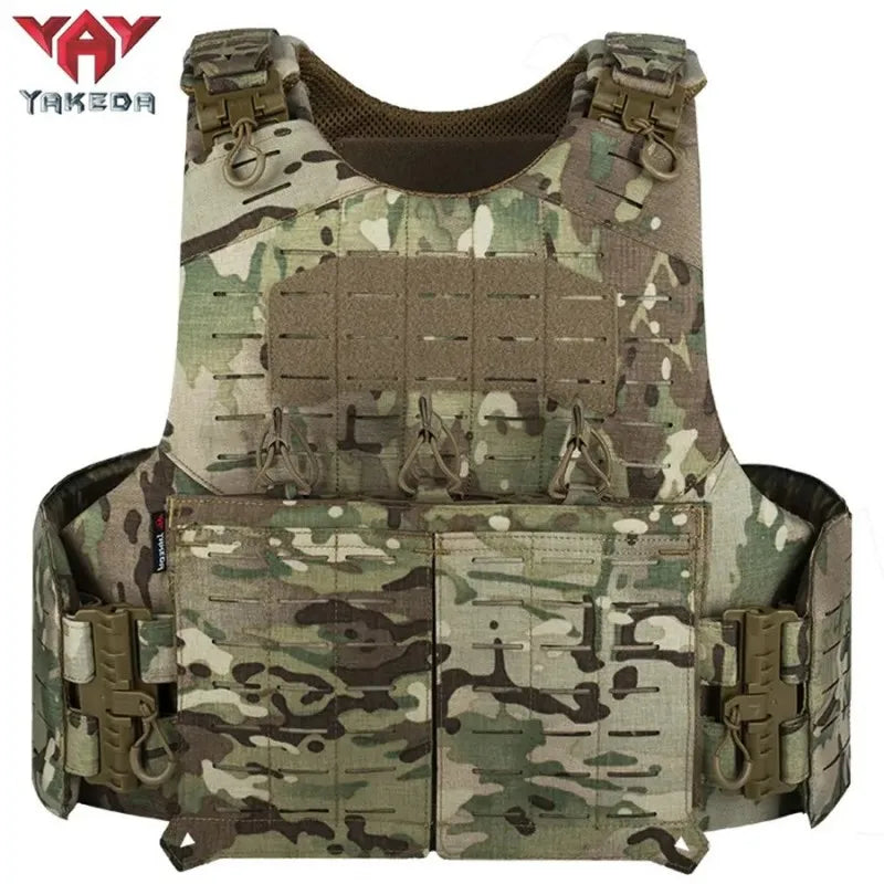 Yakeda Hunting Vest 1000D Quick Release Modular Laser Cutting Molle System Tactical Vest with Double Triple Magazine Pouch