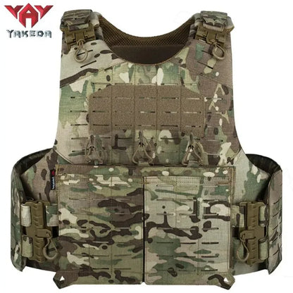 Yakeda Hunting Vest 1000D Quick Release Modular Laser Cutting Molle System Tactical Vest with Double Triple Magazine Pouch