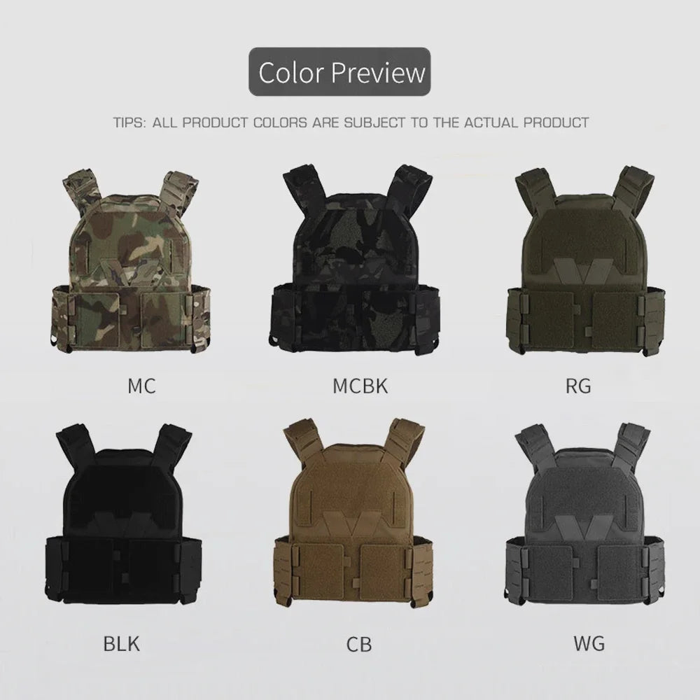 Tactical Sub-Zero Plate Carrier Modular  Molle Vest with MultiCaliber 9MM 6Pcs Long Mag/5.56 Triple Magazine Pouch