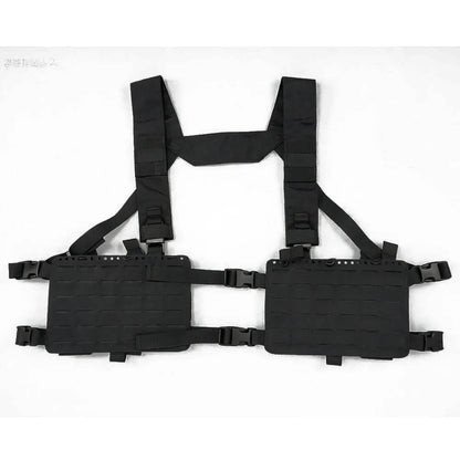 Alpha Tactical Chest Rig MOLLE Split Double Panel Chassis Hunting Combat Airsoft Vest Internal Elastic Magazine Storage Bag Gear