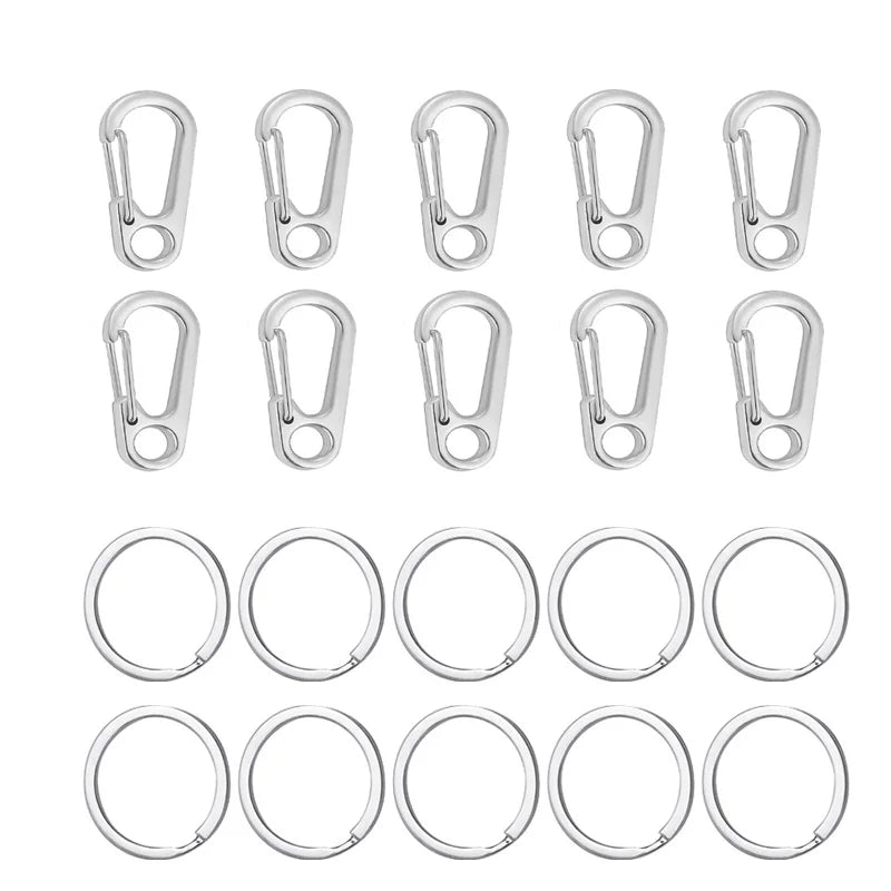 10pcs Mini Carabiner Set Outdoor Rope Clip Camping Paracord Accessories Knapsack Hanging Buckle  Daily DIY Keychain