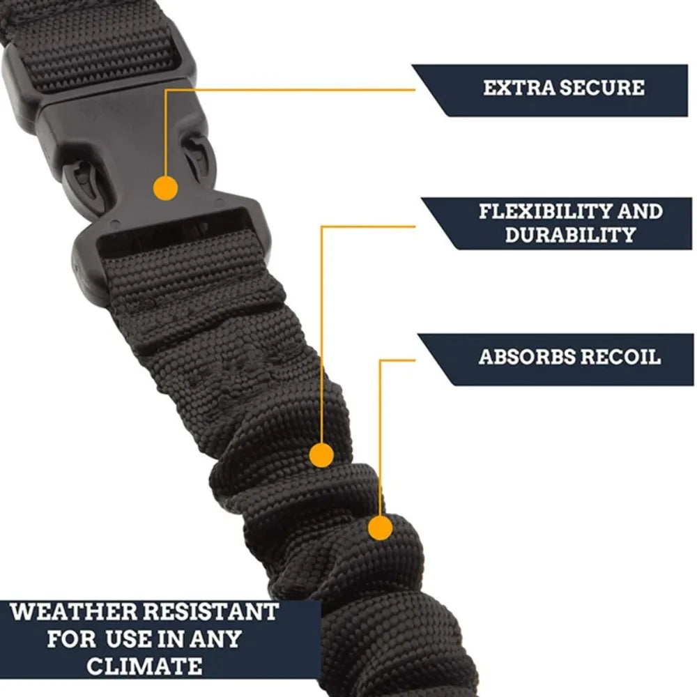 3-Point Tactical Bungee Carry Strap Adjustable Elastic Shoulder Strap Universal Outdoor Hiking Camping Hunting Sports Accessorie