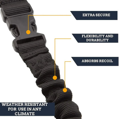 3-Point Tactical Bungee Carry Strap Adjustable Elastic Shoulder Strap Universal Outdoor Hiking Camping Hunting Sports Accessorie