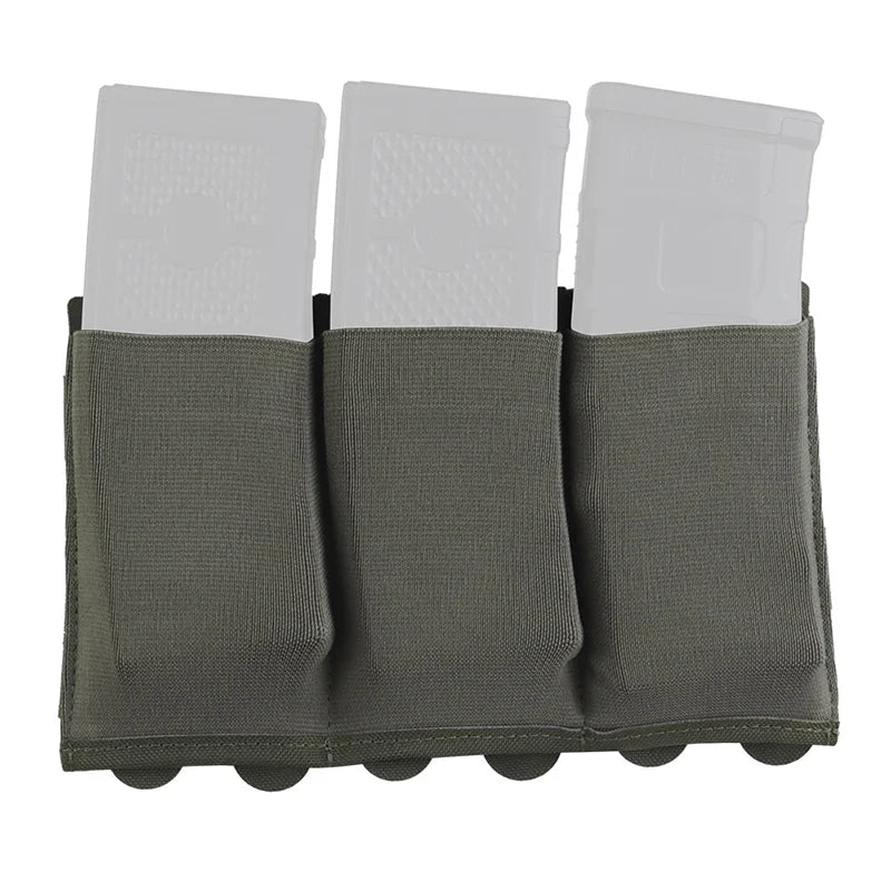 Triple Elastic Magazine Pouch Multi Caliber MOLLE Panel for 5.56 7.62 Airsoft Ammo Storage Lightweight Design