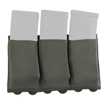 Triple Elastic Magazine Pouch Multi Caliber MOLLE Panel for 5.56 7.62 Airsoft Ammo Storage Lightweight Design