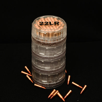 55-round ammo capacity; suitable for .22LR cartridges; portable pocket ammo storage box; translucent plastic material