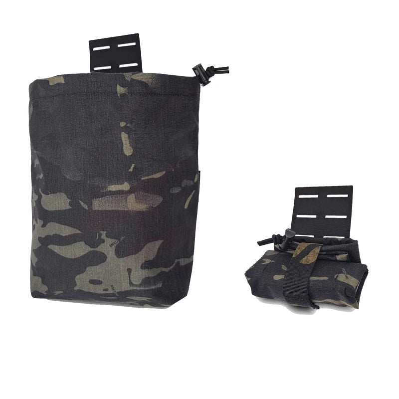 Tactical Foldable Bag Airsoft EDC Molle Foldable Bag Gear Hunting Recycling Storage Carrier Waist Pouch Multicam 500D