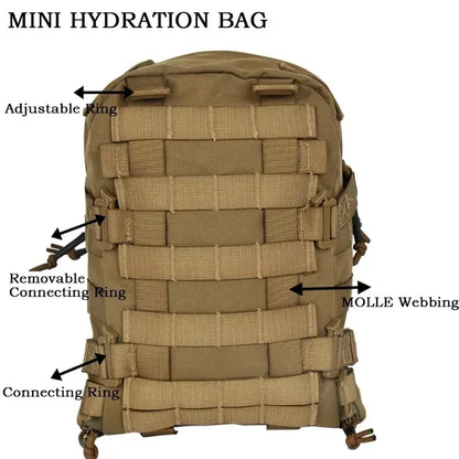 Tactical Hydration Backpack Combat Training Assault Molle Bag Outdoor Hunting Vest Back Plate Carrier Water Bag 1PC